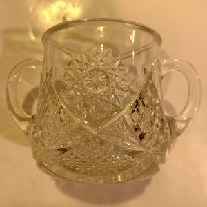 Vintage EAPG Glass Cut Open Sugar Bowl